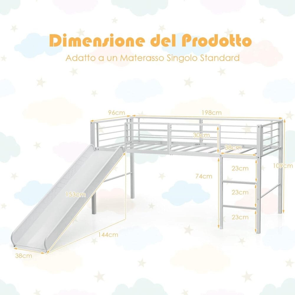 COSTWAY Kids Mid Sleeper Bed