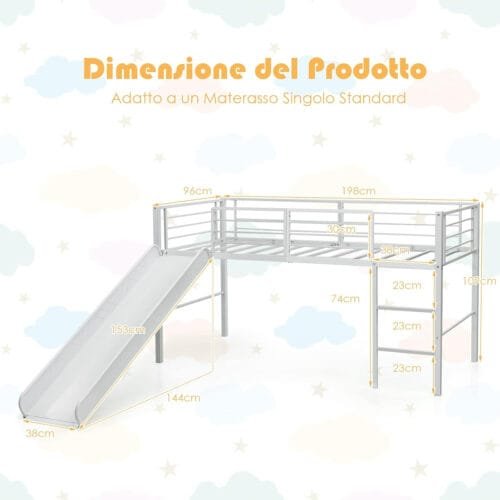 COSTWAY Kids Mid Sleeper Bed
