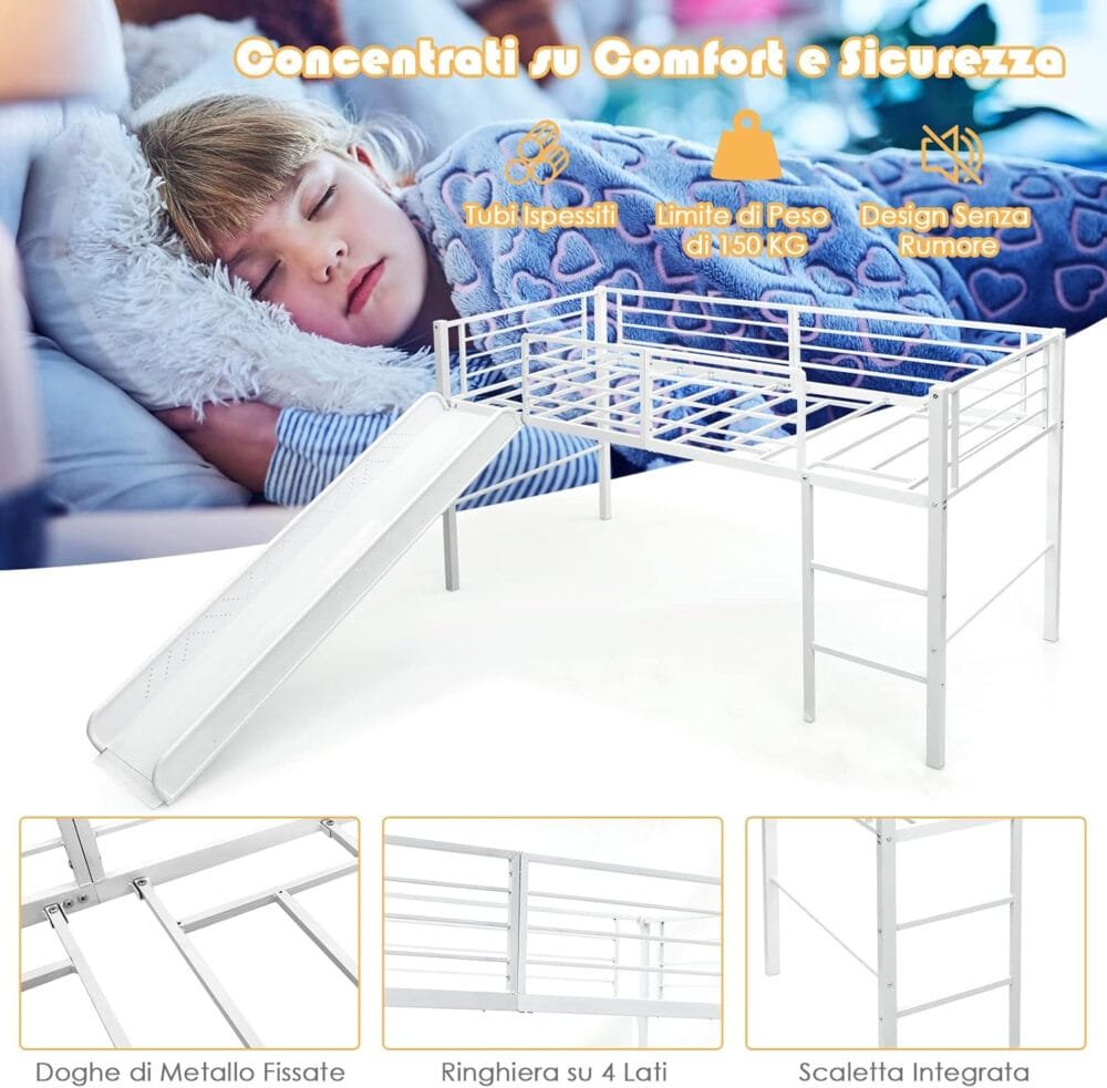COSTWAY Kids Mid Sleeper Bed