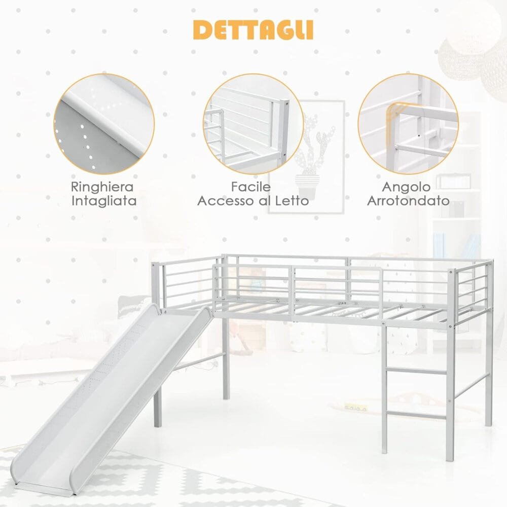 COSTWAY Kids Mid Sleeper Bed