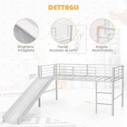 COSTWAY Kids Mid Sleeper Bed