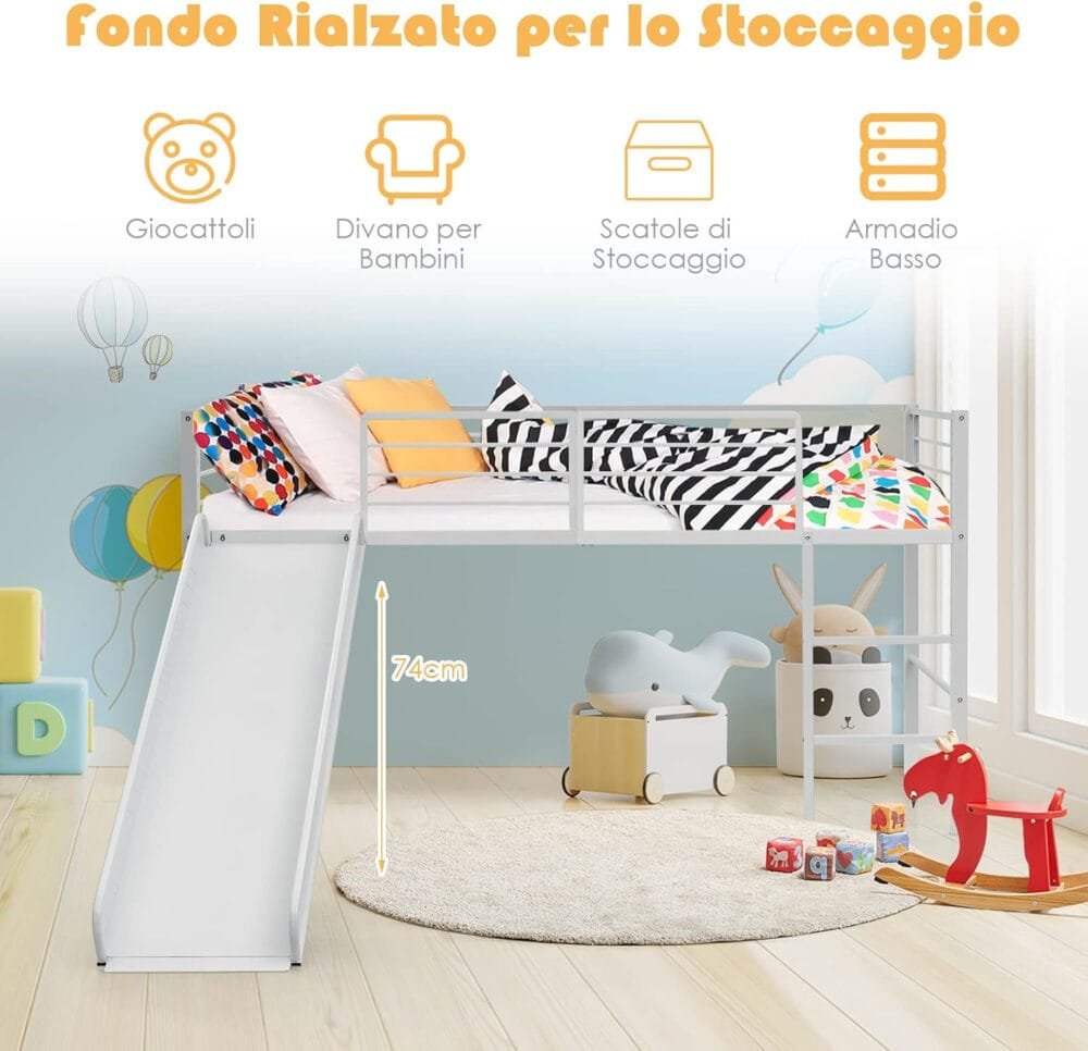 COSTWAY Kids Mid Sleeper Bed
