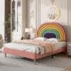 4ft6 Double Bed Frame with Adjustable Rainbow Headboard
