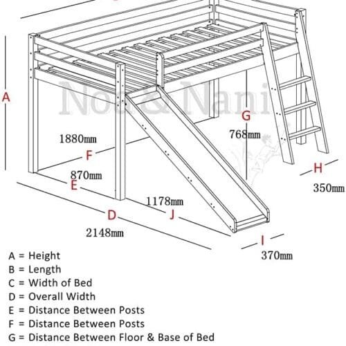 Mid Sleeper Cabin Bed With Slide