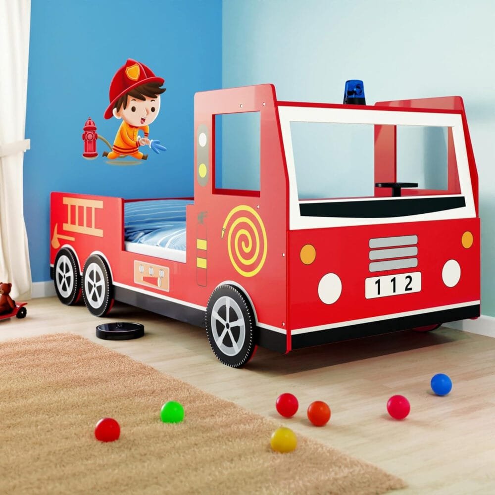 CASARIA® Children's Red Fire Engine Bed