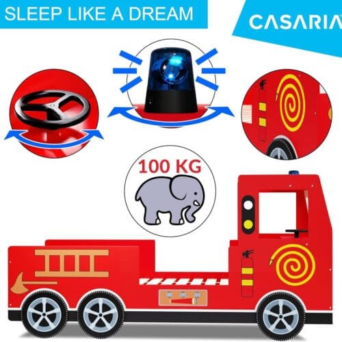 CASARIA® Children's Red Fire Engine Bed