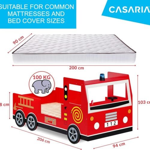 CASARIA® Children's Red Fire Engine Bed