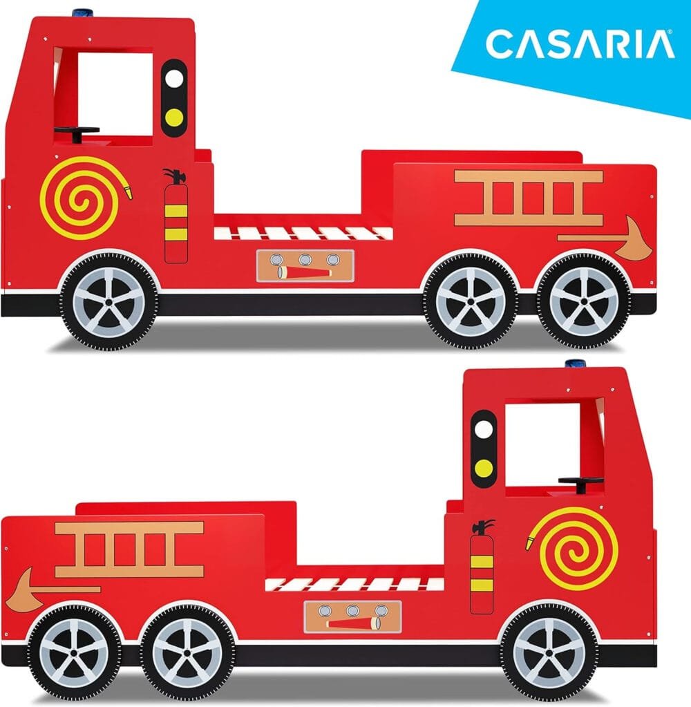 CASARIA® Children's Red Fire Engine Bed