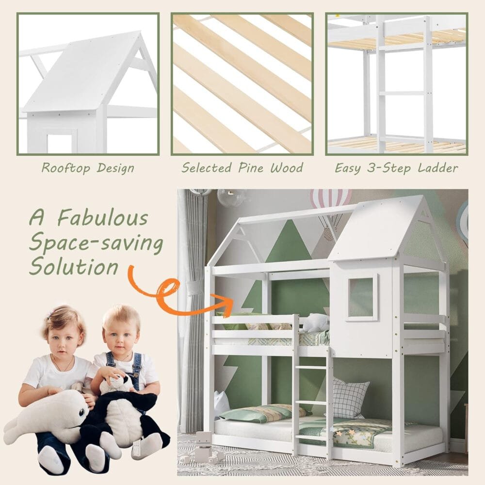 Kids Bunk Bed with Treehouse