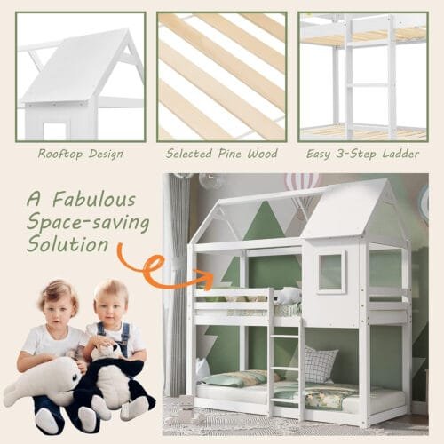 Kids Bunk Bed with Treehouse