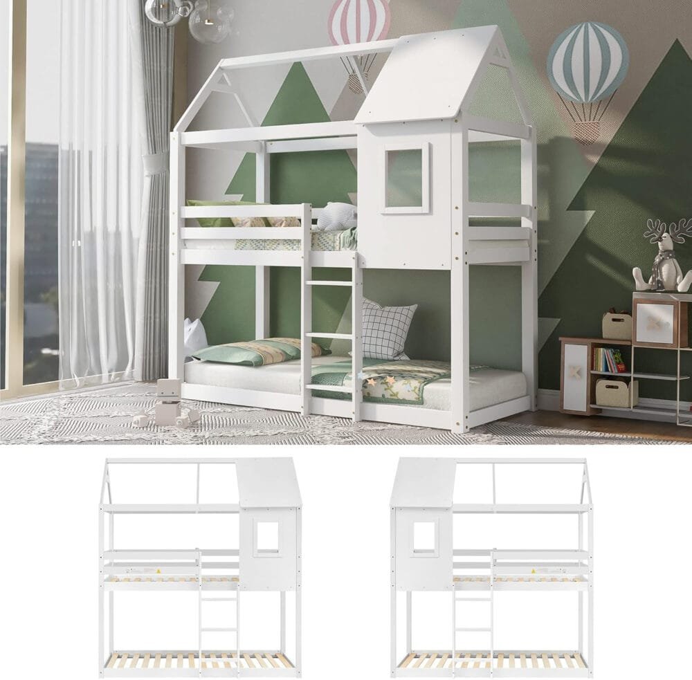 Kids Bunk Bed with Treehouse