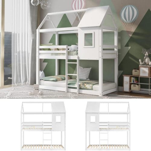 Kids Bunk Bed with Treehouse