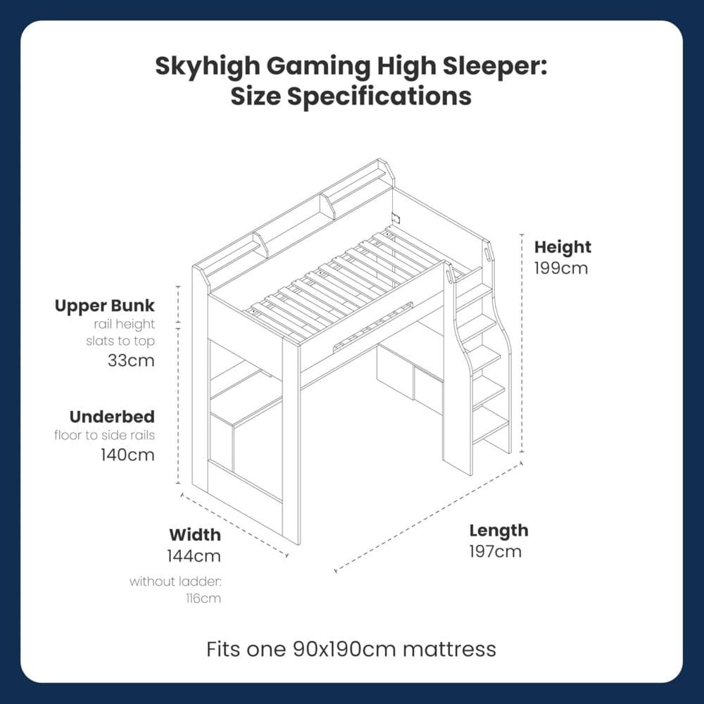 Flair Furnishings Wooden High Sleeper Beds for Kids