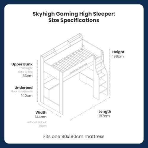 Flair Furnishings Wooden High Sleeper Beds for Kids