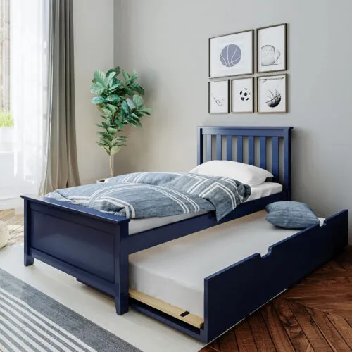 Wood Bed Frame with Headboard For Kids
