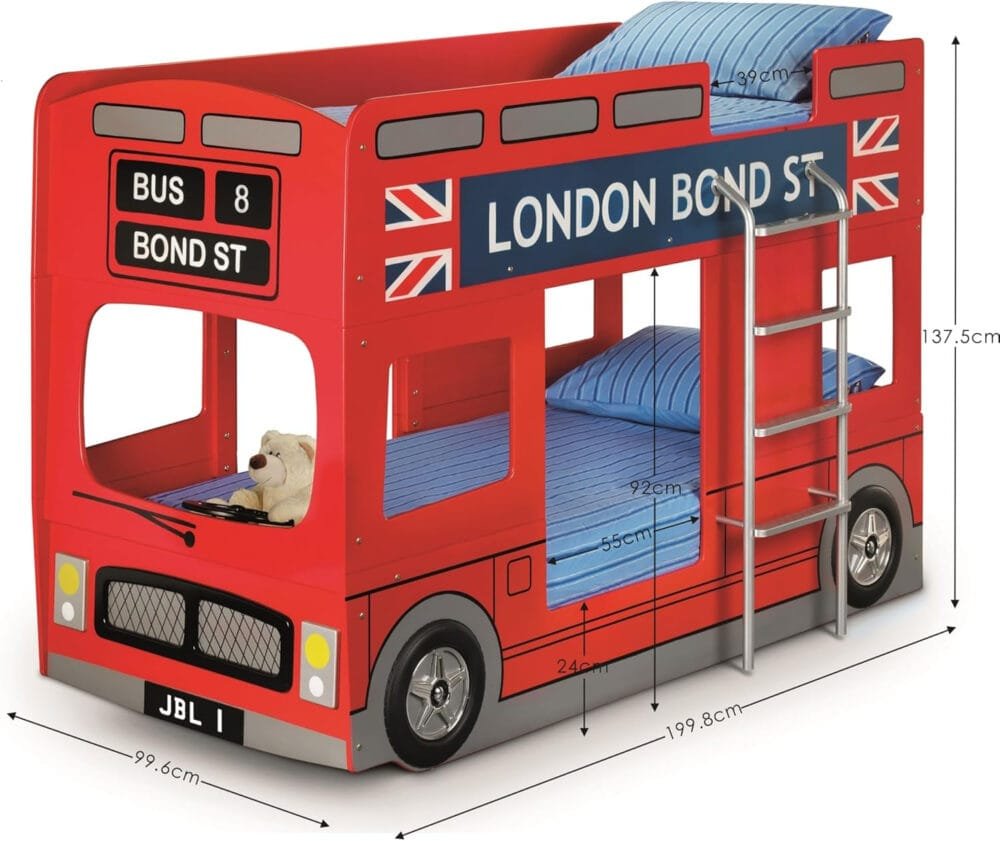 Julian Bowen Red Wood London Bunk Bed, Single