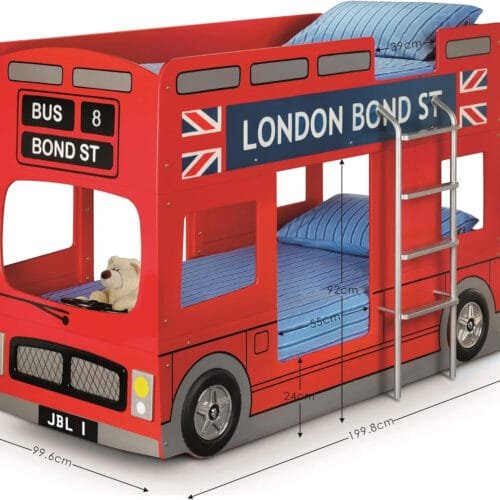 Julian Bowen Red Wood London Bunk Bed, Single