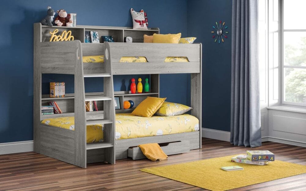 JulianBowen Bunk, Particle Board, Grey Oak, Single