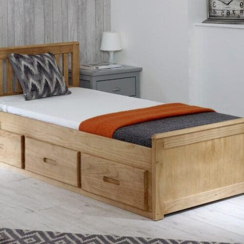 Happy Beds Mission Wooden Solid Waxed Pine Storage Bed