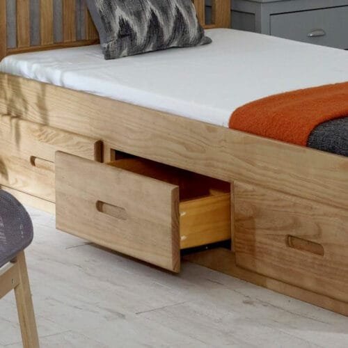 Happy Beds Mission Wooden Solid Waxed Pine Storage Bed