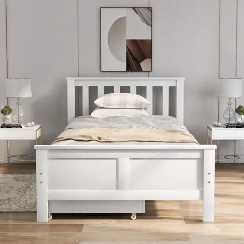 Harper & Bright Designs Wooden Solid Pine Storage Bed With Drawers