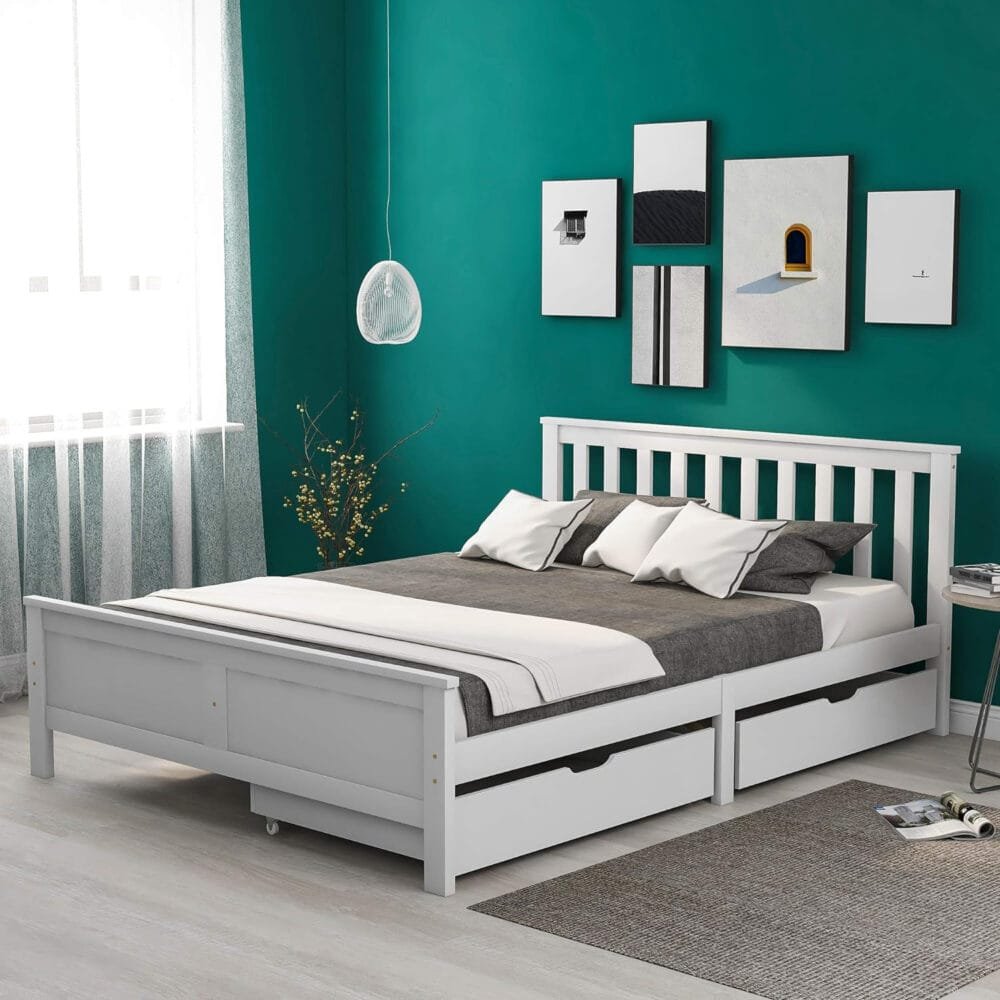 Wooden Solid Pine Storage Bed