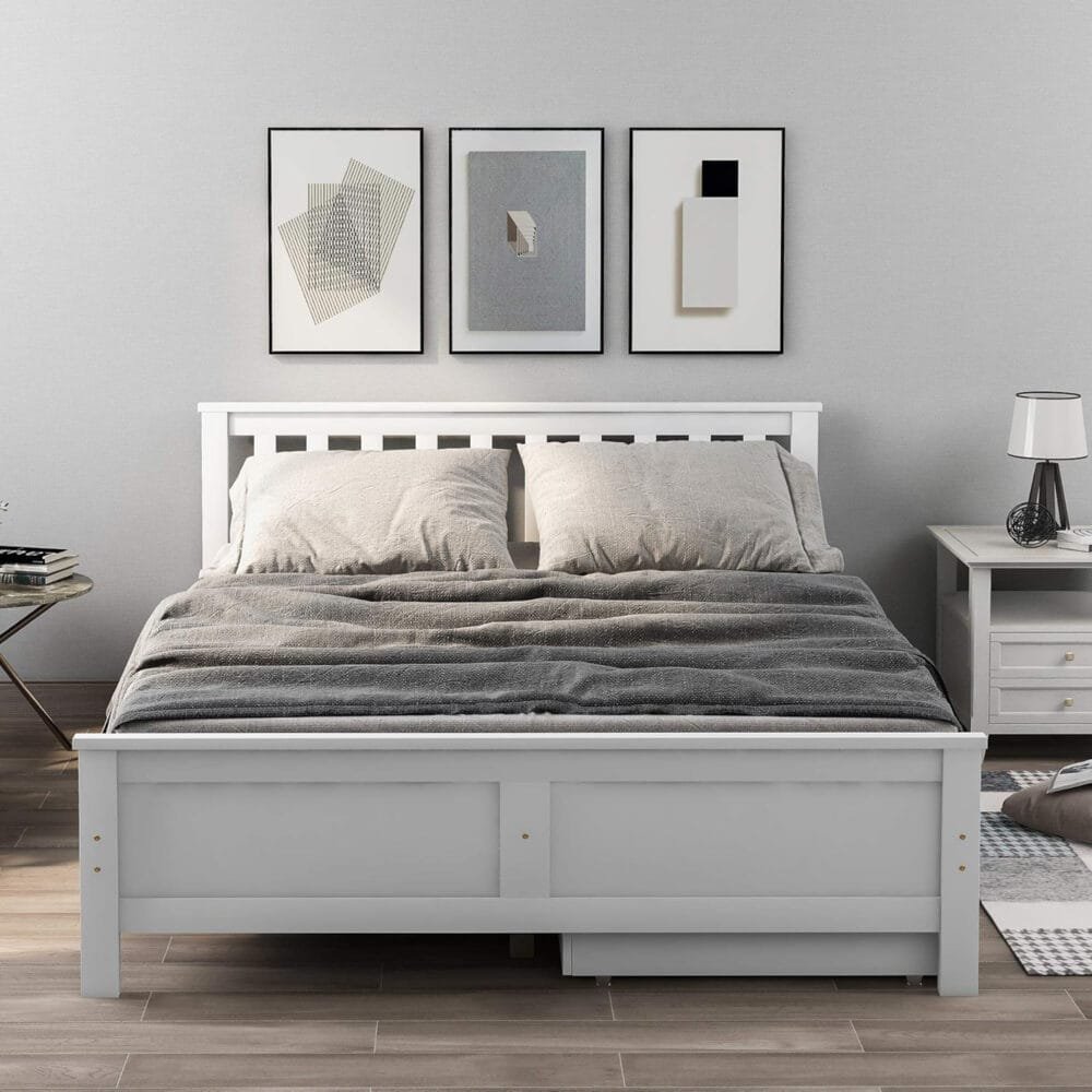 Harper & Bright Designs Wooden Solid Pine Storage Bed With Drawers