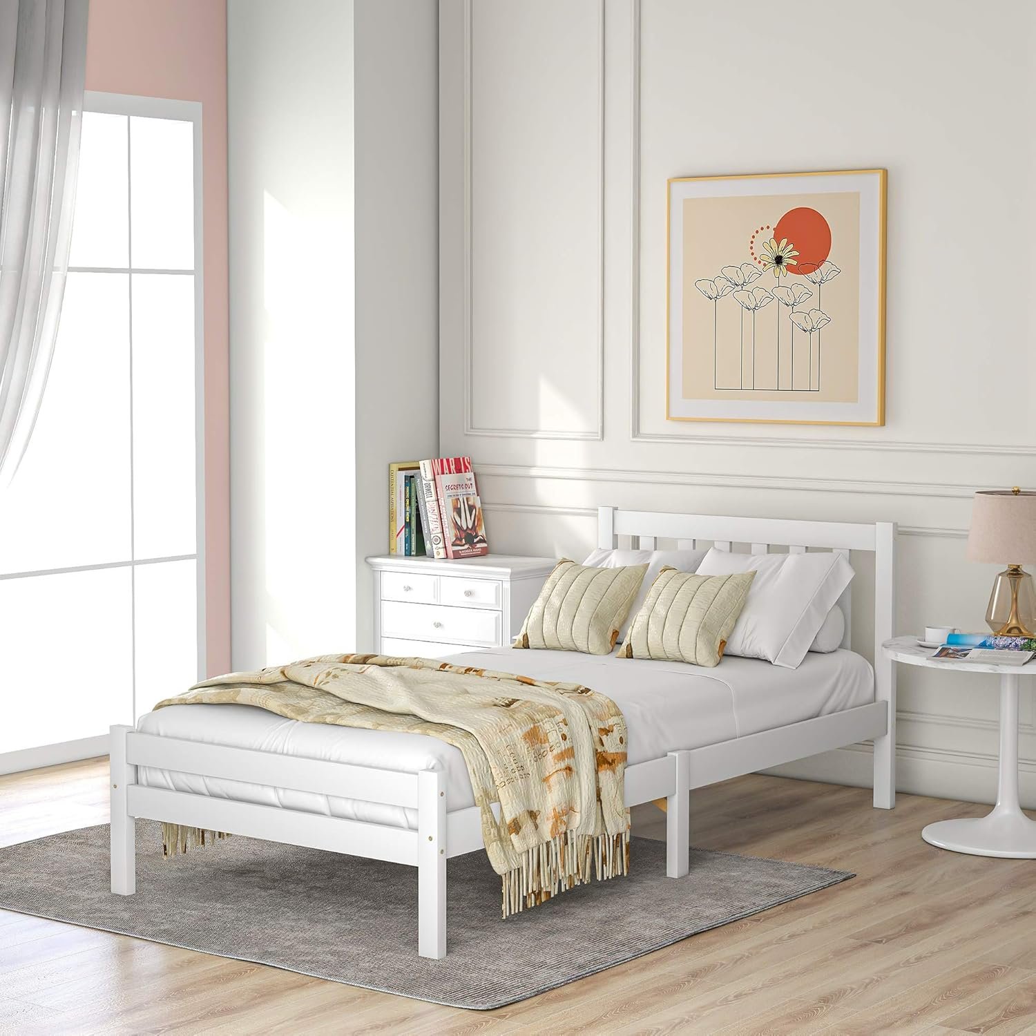 689a6a7e44b539b24d3dbdd6733fbcbd2ffe7438c2885542a6bd8.jpg Merax Wooden Bed Frame, Single Bed 3ft Solid Wooden Bed Frame