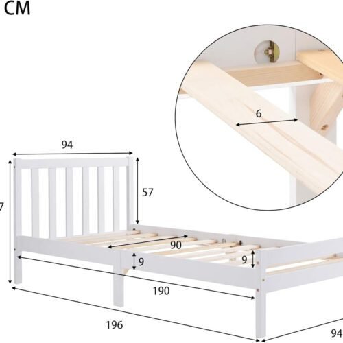 Merax Wooden Bed Frame, Single Bed 3ft Solid Wooden Bed Frame Merax Wooden Bed Frame, Single Bed 3ft Solid Wooden Bed Frame