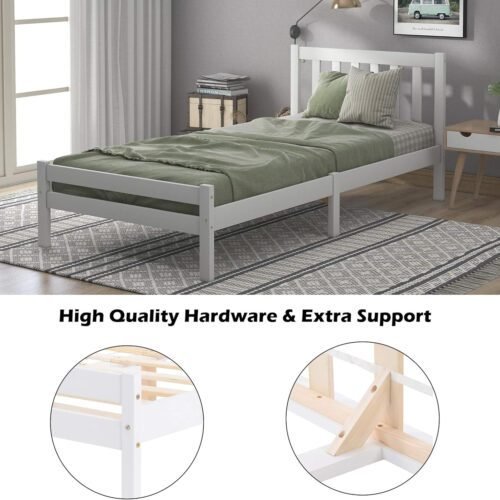 Merax Wooden Bed Frame, Single Bed 3ft Solid Wooden Bed Frame Merax Wooden Bed Frame, Single Bed 3ft Solid Wooden Bed Frame