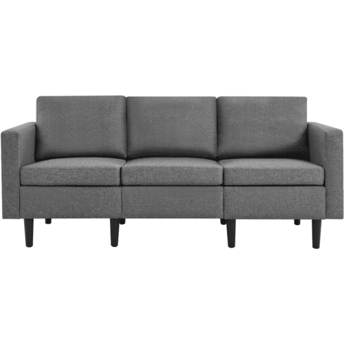 Costoffs Sofa Bed, 3-Seater Sofa Couch, 189cm W Modern Fabric Upholstered Sofa Couch for Living Room/Bedroom/Office/Apartment/Guest Room/Lounge, Dark Grey/Light Grey/Black
