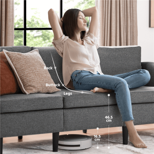 Costoffs Sofa Bed, 3-Seater Sofa Couch, 189cm W Modern Fabric Upholstered Sofa Couch for Living Room/Bedroom/Office/Apartment/Guest Room/Lounge, Dark Grey/Light Grey/Black