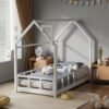 Chimney-Style Small kid Bed Frame - Protective Rails & Ventilated Slats, Space-Saving 167×87×135cm, White, In Stock Locally (No Mattress)