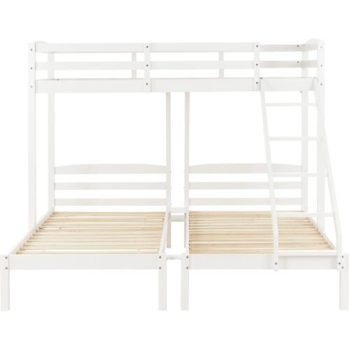 Bunk Bed 3 Sleeper, Bed Frame White Guard Rail Side Ladder 3Ft Bed Frame 208X198X162CM