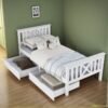 Neutral And Refreshing Wooden Single Bed Frame, Warm And Comfortable, Open And Simplified Household Bedroom Single Bed, with Drawers Under The Bed for Sufficient Storage Space, Fully Utilizing Space, Low VOC, Durable And Non-Toxic, White