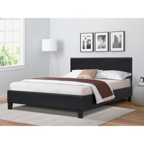 Modern Faux Leather Bed Frame In Black Or Brown In 3ft, 4ft, 4ft6 Or 5ft Size