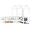 Furniture set, Bed and Bench Set with Roof without Mattress White 80x200 cm