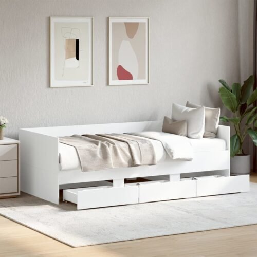 Bed for Living Room and Bedroom, Daybed with Drawers without Mattress White 90x200 cm