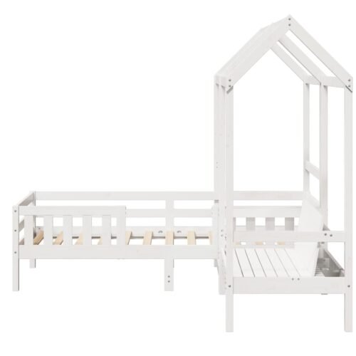 Furniture set, Bed and Bench Set with Roof without Mattress White 80x200 cm