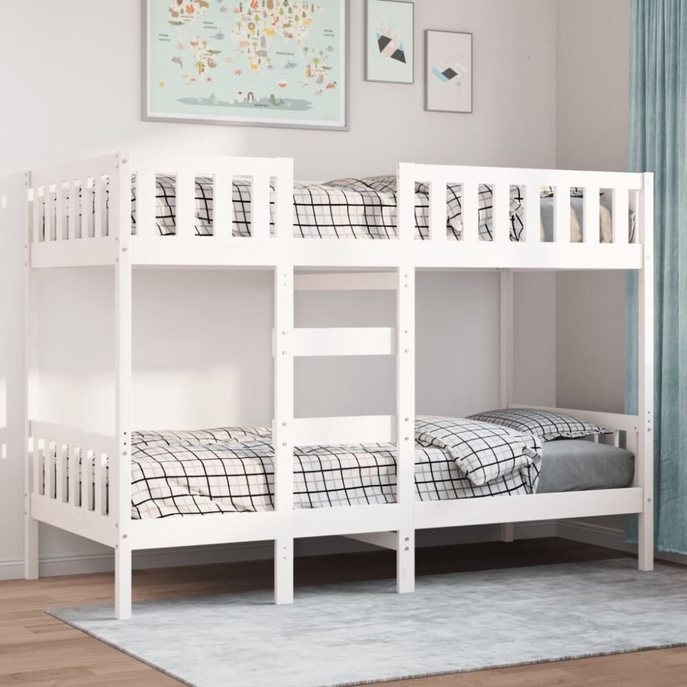 Furniture set, Bunk Bed White 90x200 cm Solid Wood Pine