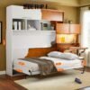 Queen Size Murphy Bed Hardware Kit - DIY Mechanical System Folding Design, Steel Frame with 3 Shelves & 2 Drawers, Space-Saving Storage Solution for Small Spaces, Black, Bed for Living Room, Versatile Furniture, Modern Bedroom, Sturdy Construction, Apartment Dwellers