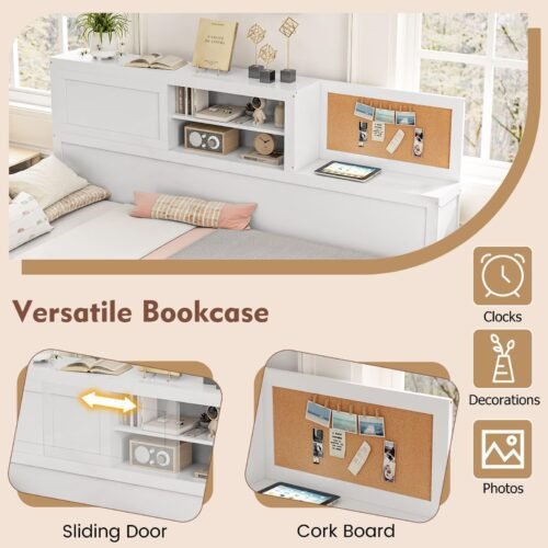Chic White Daybed with 3 Storage Drawers - Sturdy Wooden Frame, Side Pocket for Essentials & Decor, Ideal for Guest Room