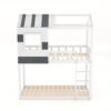 1pc Contemporary Double Over-Double Bunk Bed with Ladder, No-Box-Spring Required, Hardwood and Artificial Board Construction, Teen Age Range, Easy Access Design, Wooden Materials, No Electricity Needed